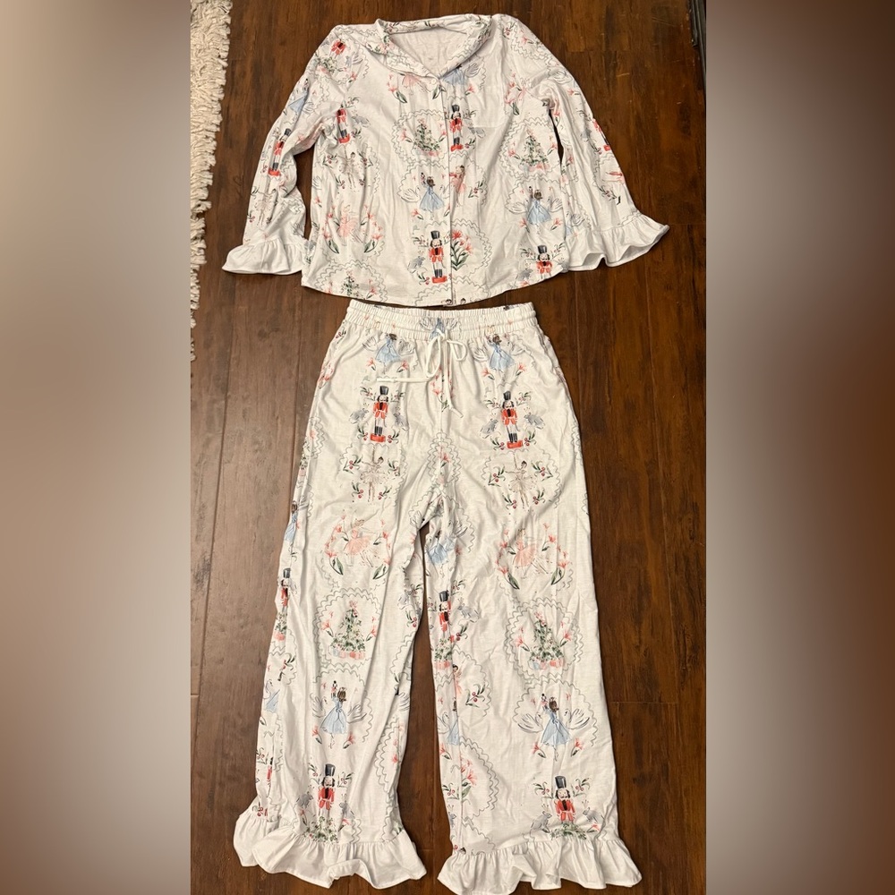 Christmas nutcracker Pajama Set with Ruffle Trim